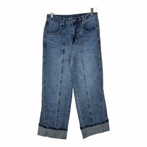 And Now This Seamed Wide Leg Ankle Jeans with Thick Cuffs 26 Medium Wash Seam